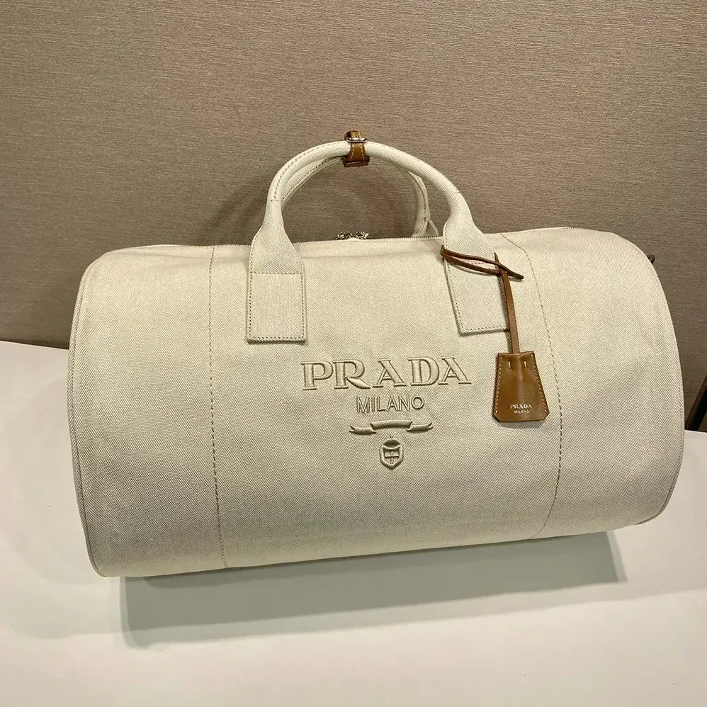 Prada Canvas Duffle Bag for Unisex in White Prada Canvas Duffle Bag for Unisex in White