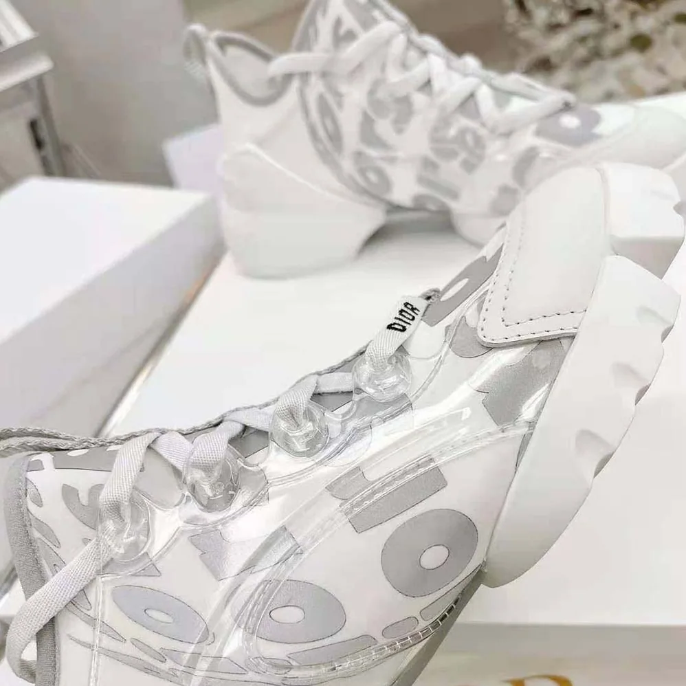 Dior D-connect Sneaker White Dior Spatial Printed Reflective Technical Fabric for Women