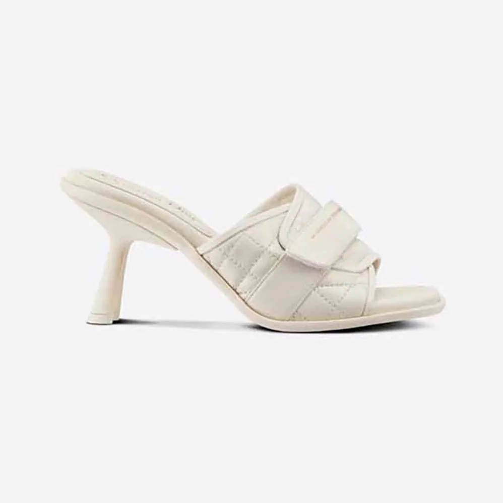Dior Dio(r)evolution Heeled Slide White Quilted Cannage Calfskin for Women