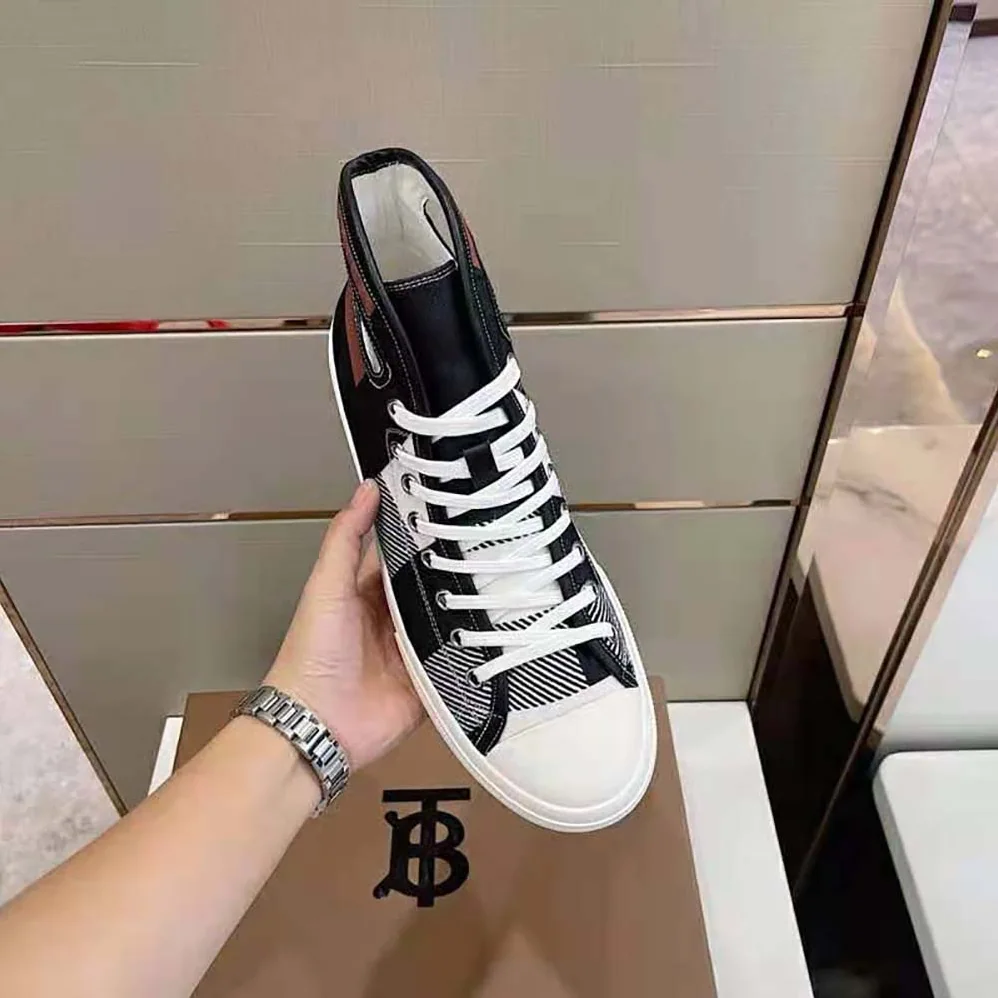 Burberry Porthole Detail Check Print Leather High for Men in top Sneakers Burberry Porthole Detail Check Print Leather High for Men in top Sneakers