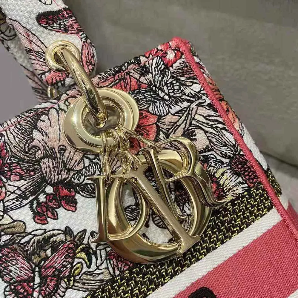 Dior Medium Lady D-lite Bag Multicolor Butterfly Embroidery for Women Dior Medium Lady D-lite Bag Multicolor Butterfly Embroidery for Women