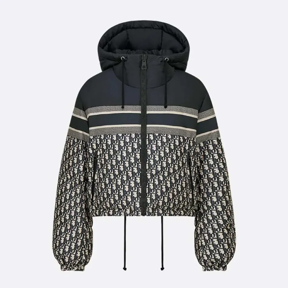 Dior Reversible Cropped Puffer Jacket Blue and Ecru Dior Oblique Quilted Technical Taffeta for Men