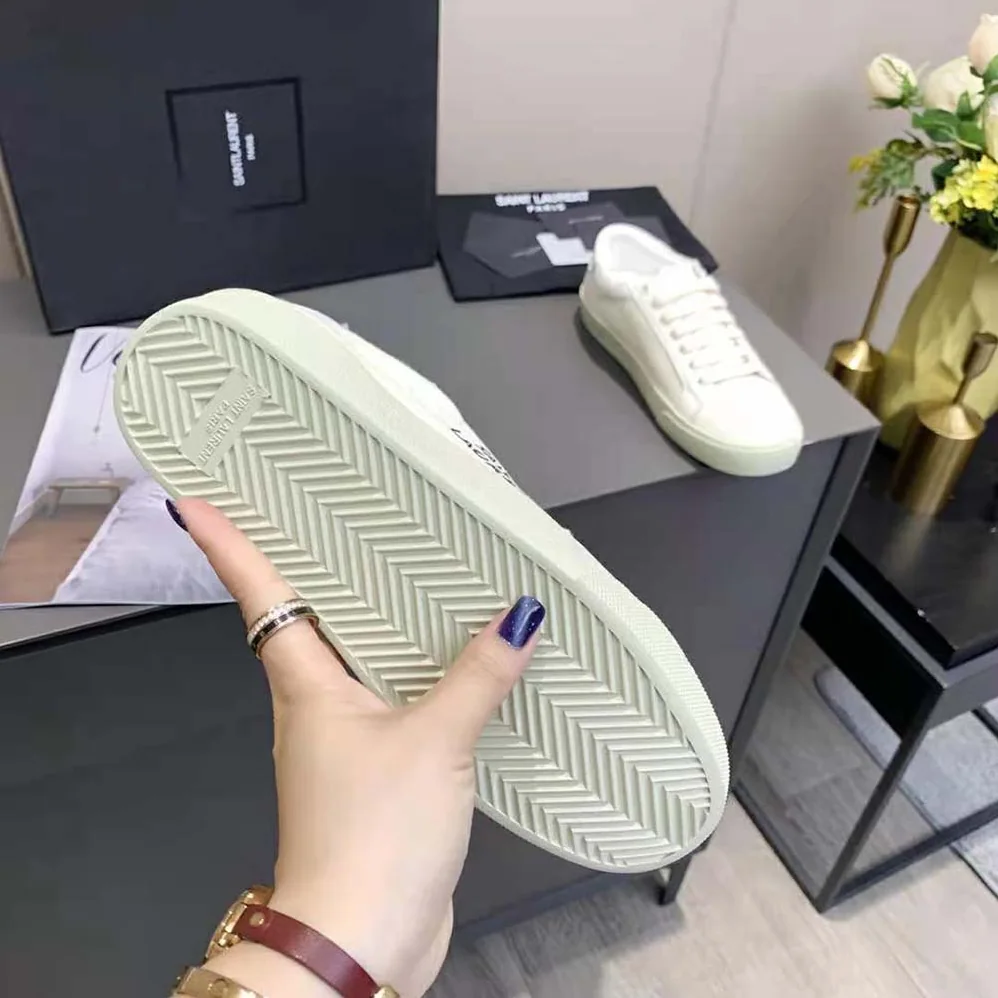 Saint Laurent YSL Court Classic SL/06 Sneakers Embroidered with Saint Laurent for Women Saint Laurent YSL Court Classic SL/06 Sneakers Embroidered with Saint Laurent for Women