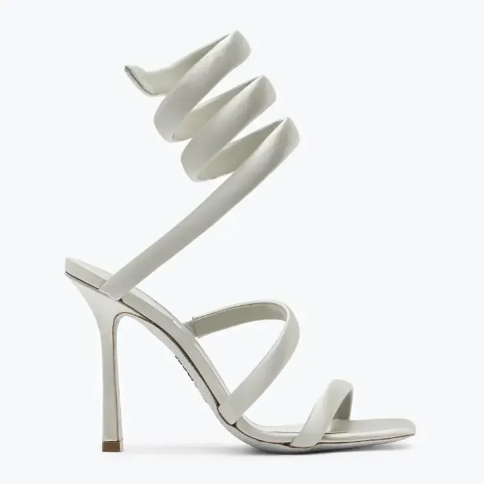 Rene Caovilla Cleopatra Silver Satin Sandal 105 for Women Rene Caovilla Cleopatra Silver Satin Sandal 105 for Women