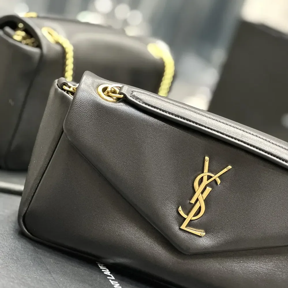 Saint Laurent YSL Calypso in Plunged Lambskin for Women in Black Saint Laurent YSL Calypso in Plunged Lambskin for Women in Black