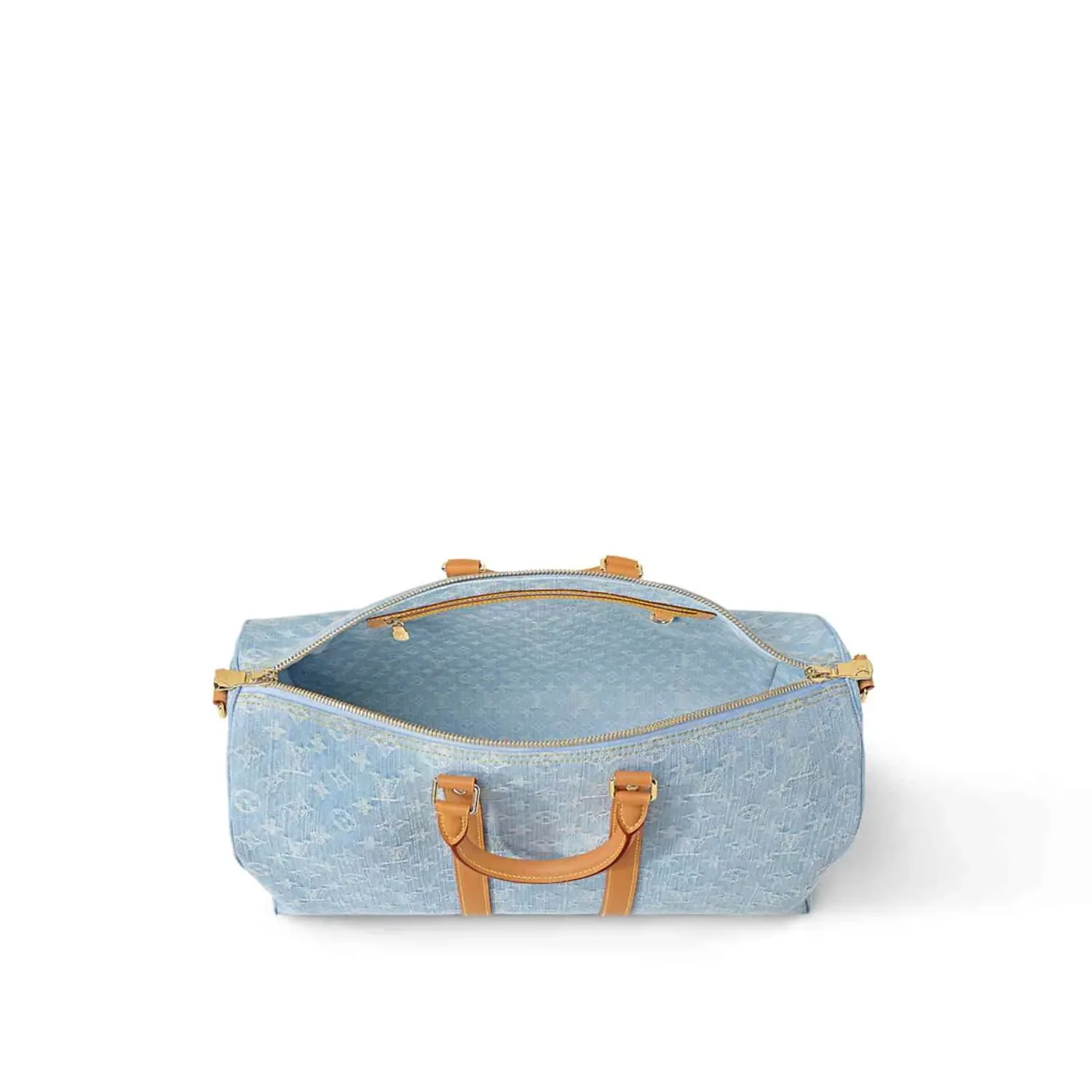 Louis Vuitton Keepall Bandouliere 45 Travel Bag / Sky Blue Denim Gold Hardware