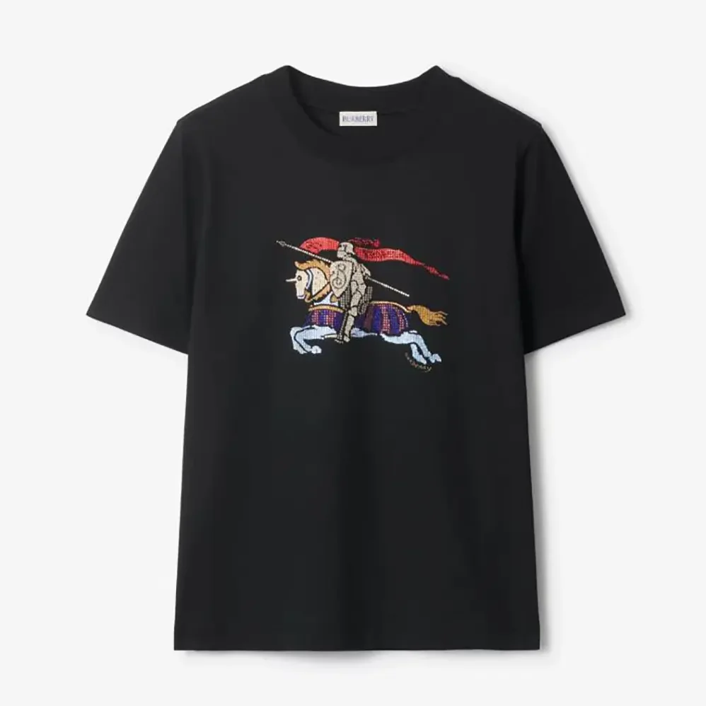 Burberry Crystal EKD Cotton T-shirt for Women in Black Burberry Crystal EKD Cotton T-shirt for Women in Black