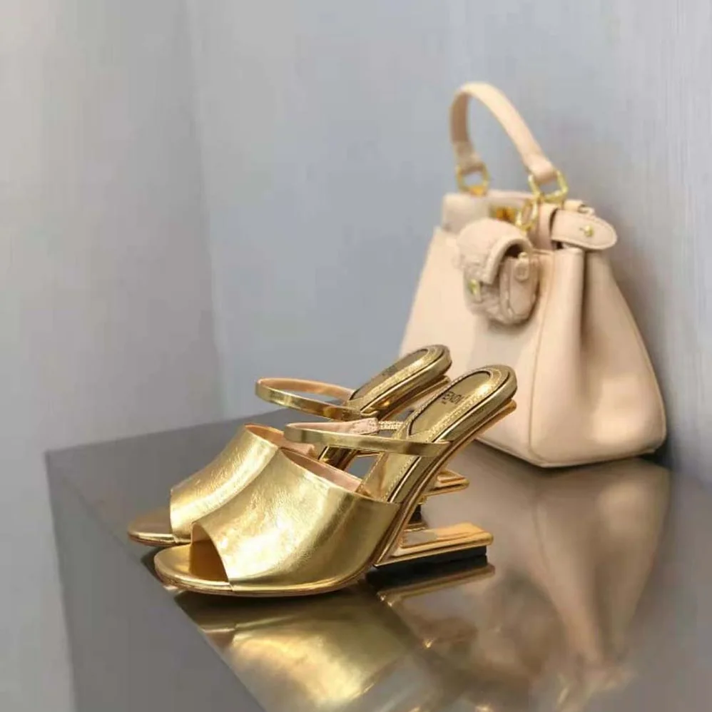 Fendi First Gold Nappa Leather High for Women in Heeled Sandals Fendi First Gold Nappa Leather High for Women in Heeled Sandals