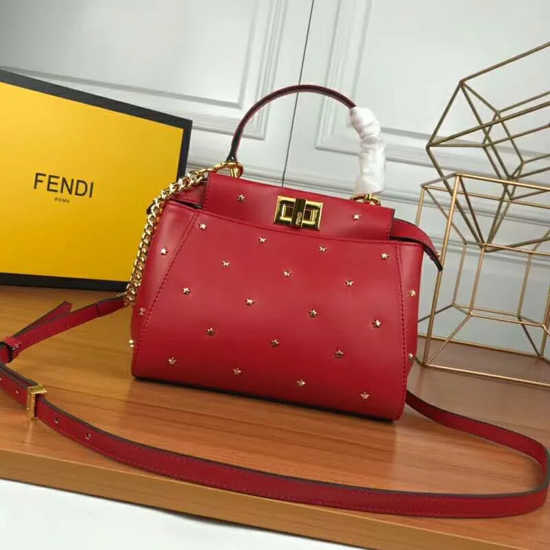 Fendi Peekaboo XS Leather Mini-Bag for Women in Red