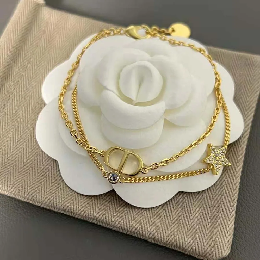 Dior 30 Montaigne Long Necklace Gold-Finish Metal and White Crystals for Women Dior 30 Montaigne Long Necklace Gold-Finish Metal and White Crystals for Women