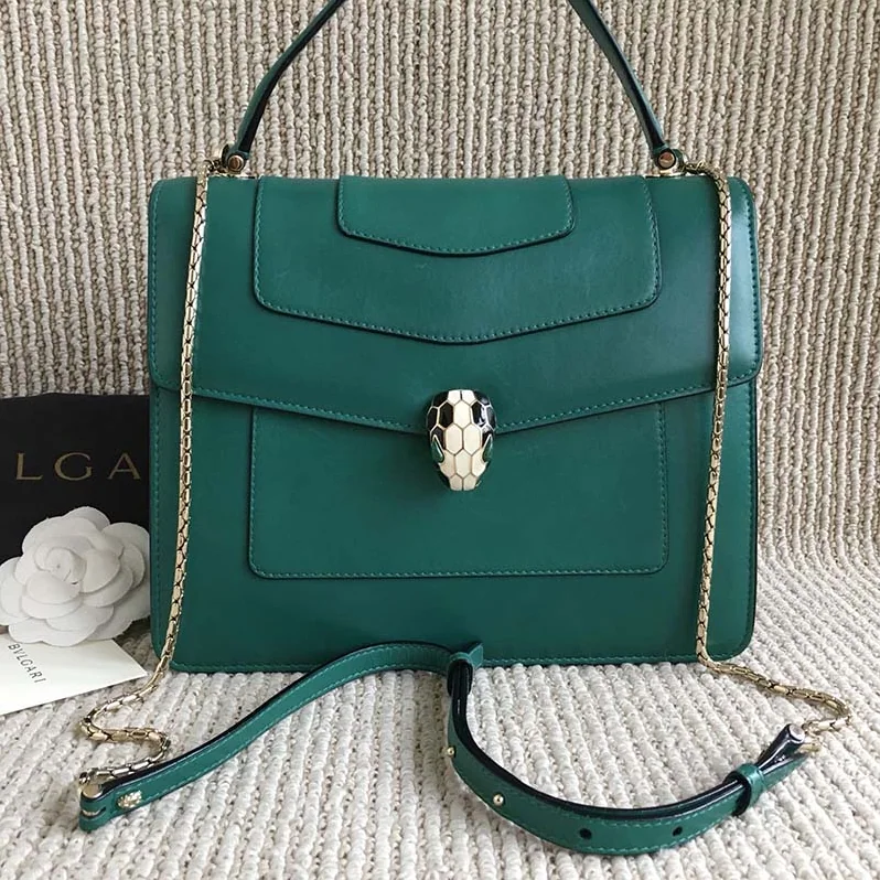 Bvlgari Large Flap Cover Bag “Serpenti Forever” in Calf for Women in Green