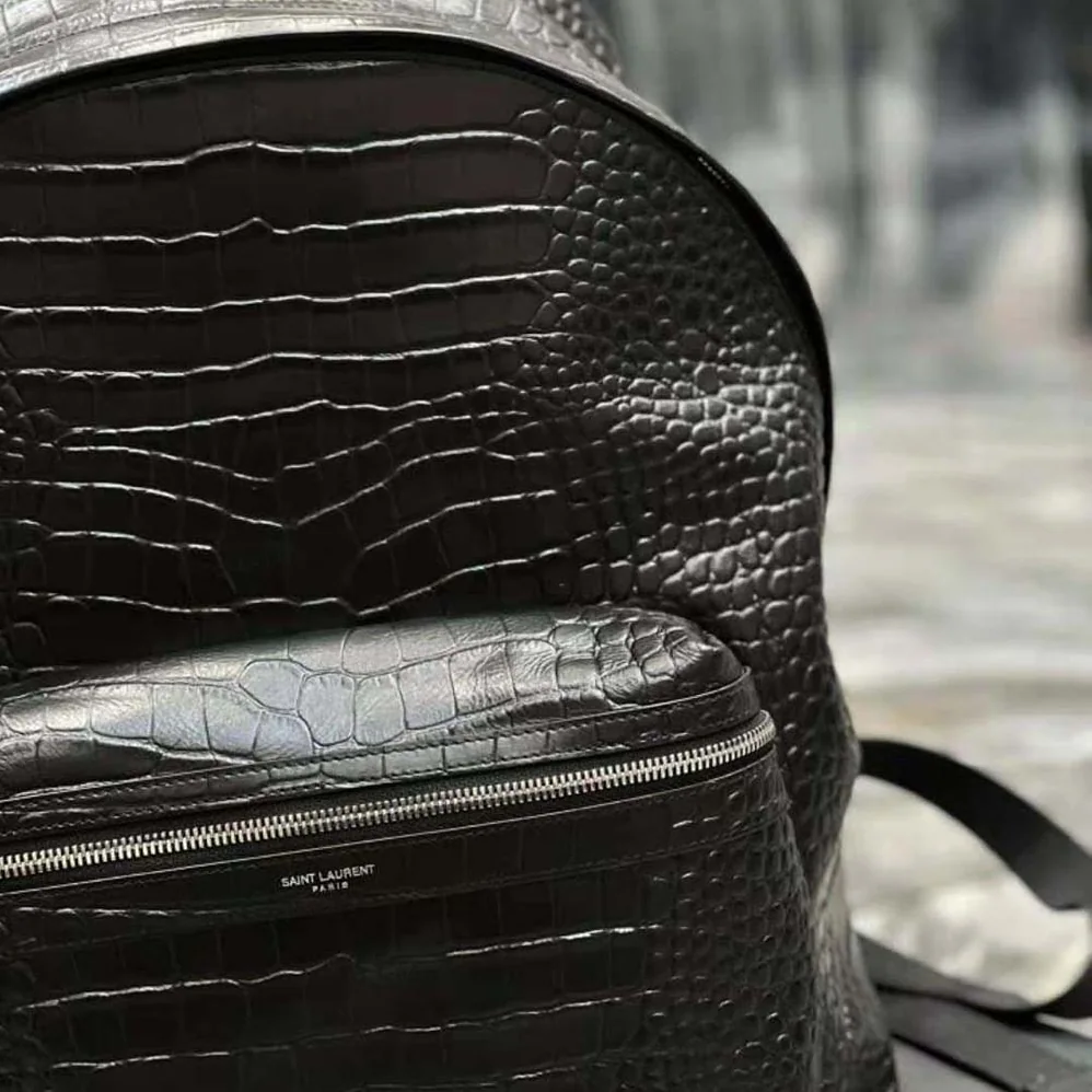 Saint Laurent YSL City Backpack in Crocodile for Women in Embossed Leather Saint Laurent YSL City Backpack in Crocodile for Women in Embossed Leather