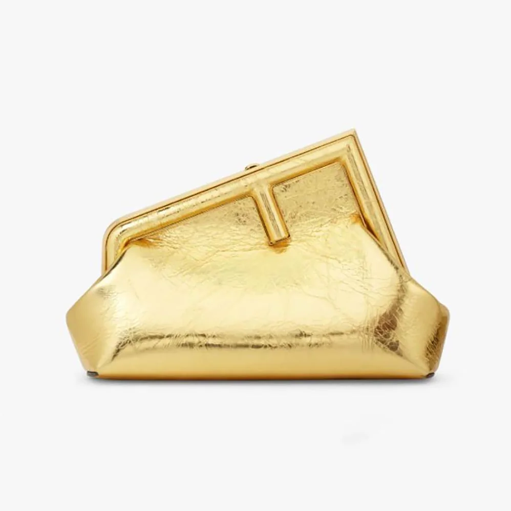 Fendi First Small Gold Laminated Leather Bag for Women Fendi First Small Gold Laminated Leather Bag for Women