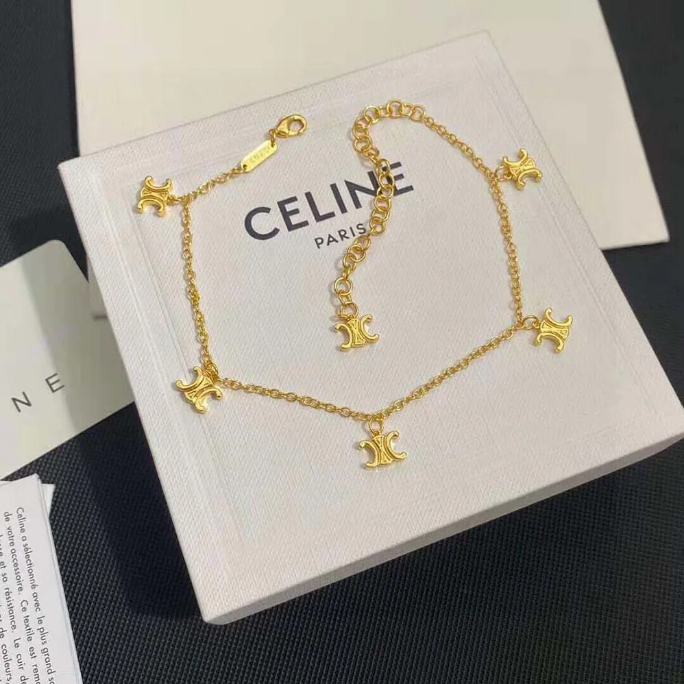 Celine Triomphe Mini Triomphe Bracelet in Brass with Gold Finish for Women