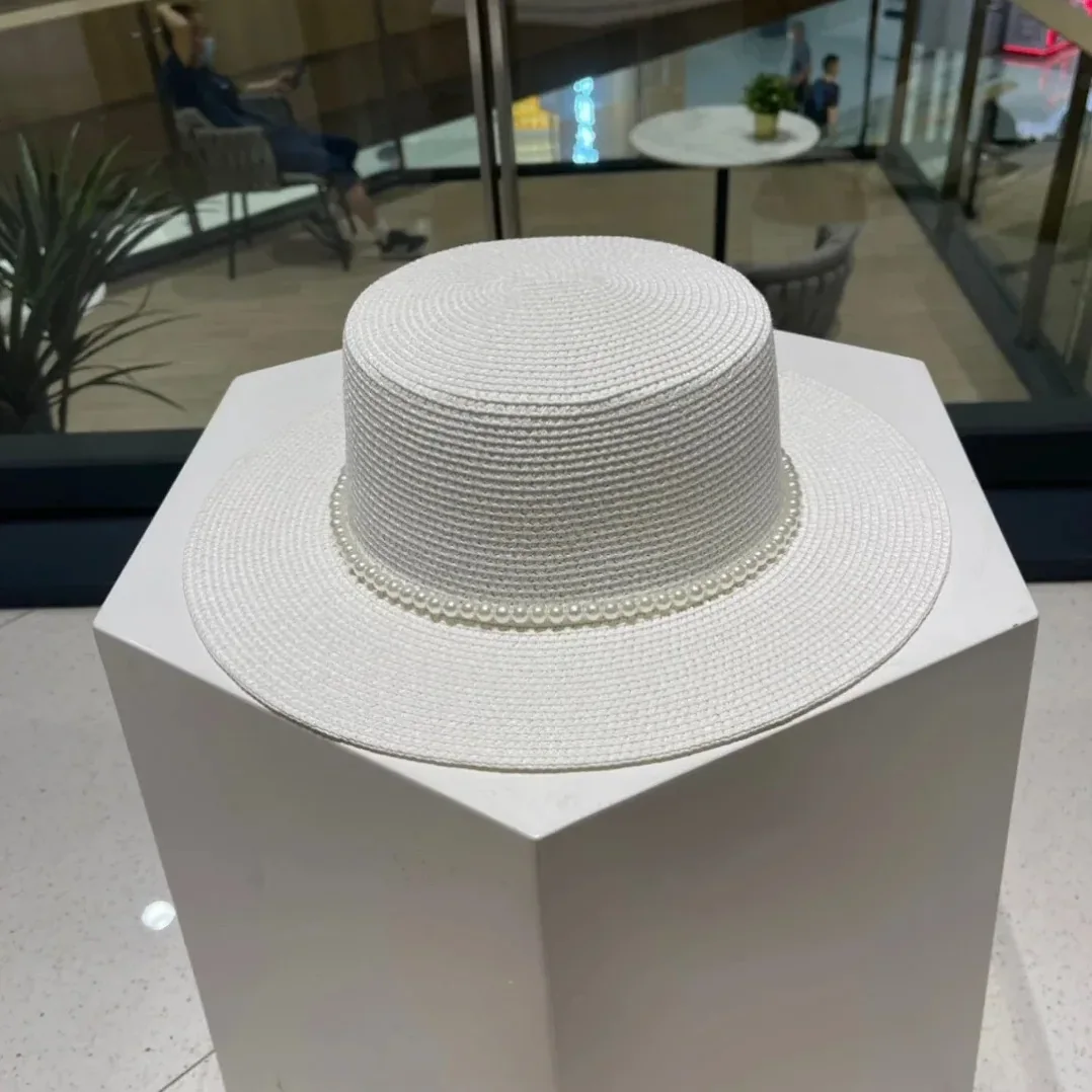 Prada Pearl-Embellished Sun Hat White Straw
