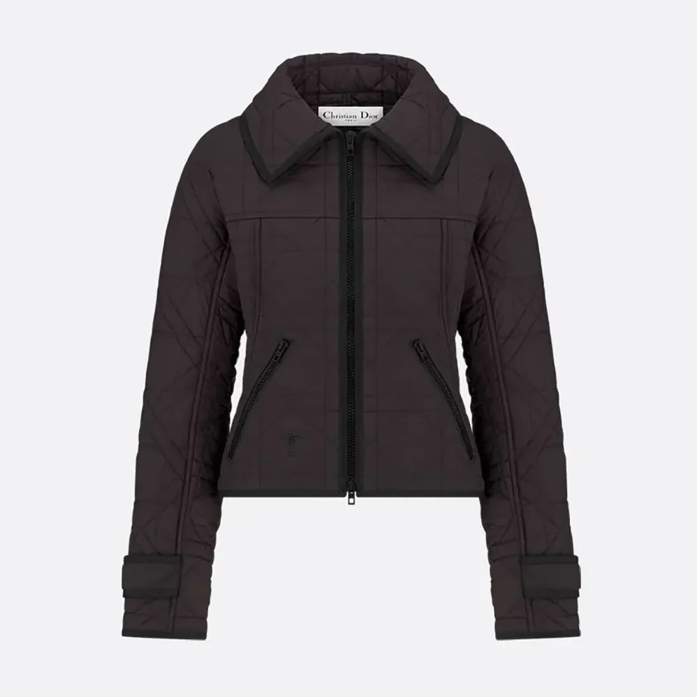 Dior Macrocannage Fitted Jacket Black Quilted Technical Taffeta for Women
