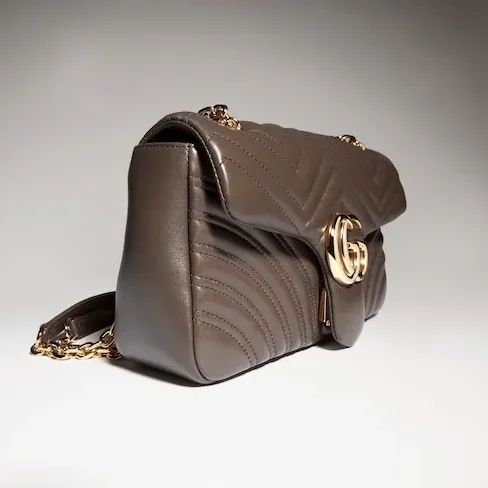 Gucci Marmont Medium Shoulder Bag in Dark Taupe Gold Hardware