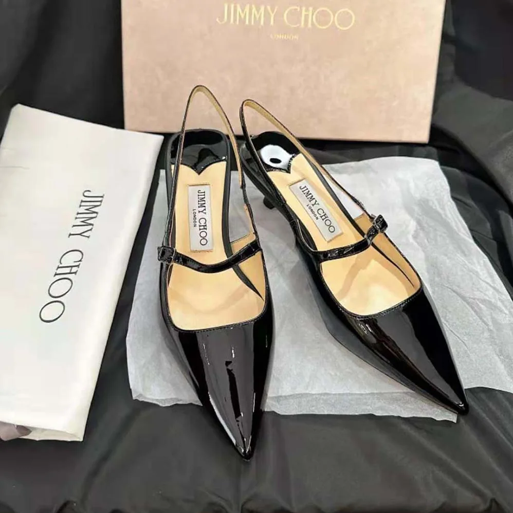 Jimmy Choo Didi 45 Black Patent Leather Pointed Pumps for Women