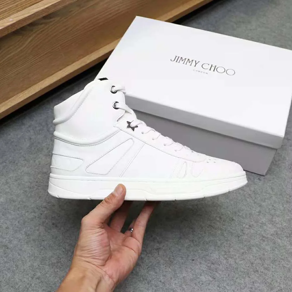 Jimmy Choo Hawaii Hi Top/M White Calf Leather High Top Trainers for Men Jimmy Choo Hawaii Hi Top/M White Calf Leather High Top Trainers for Men