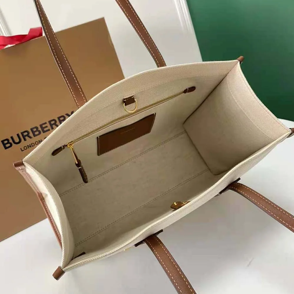 Burberry Medium Two-tone Canvas and Leather Freya Tote for Women in Brown Burberry Medium Two-tone Canvas and Leather Freya Tote for Women in Brown