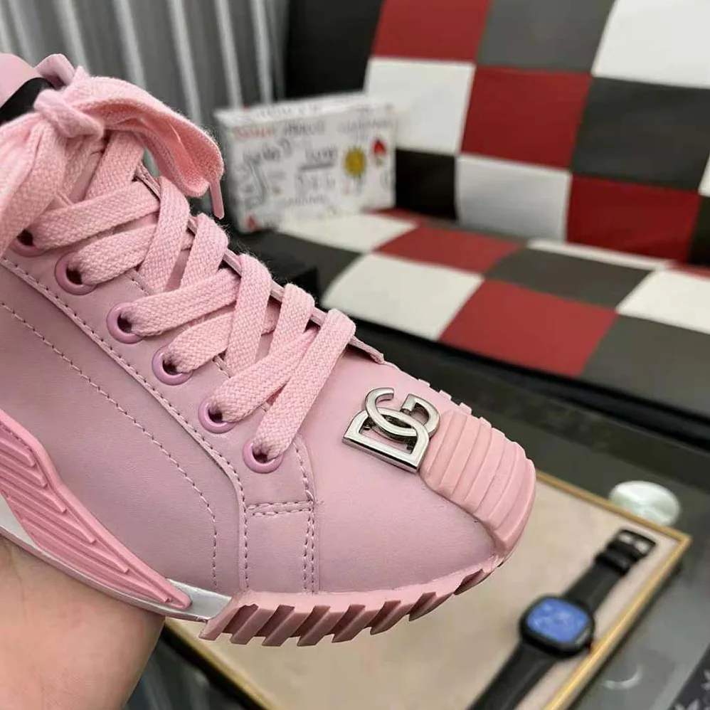Dolce Gabbana D&G Calfskin NS1 Sneakers with DG Logo for Unisex in Pink Dolce Gabbana D&G Calfskin NS1 Sneakers with DG Logo for Unisex in Pink