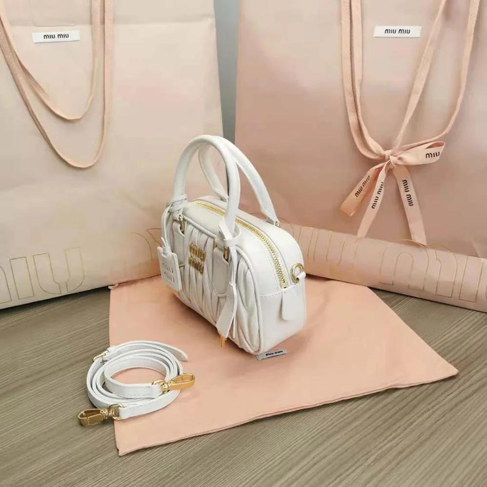 Miu Miu Matelassé Nappa Leather Top-Handle Bag for Women in White