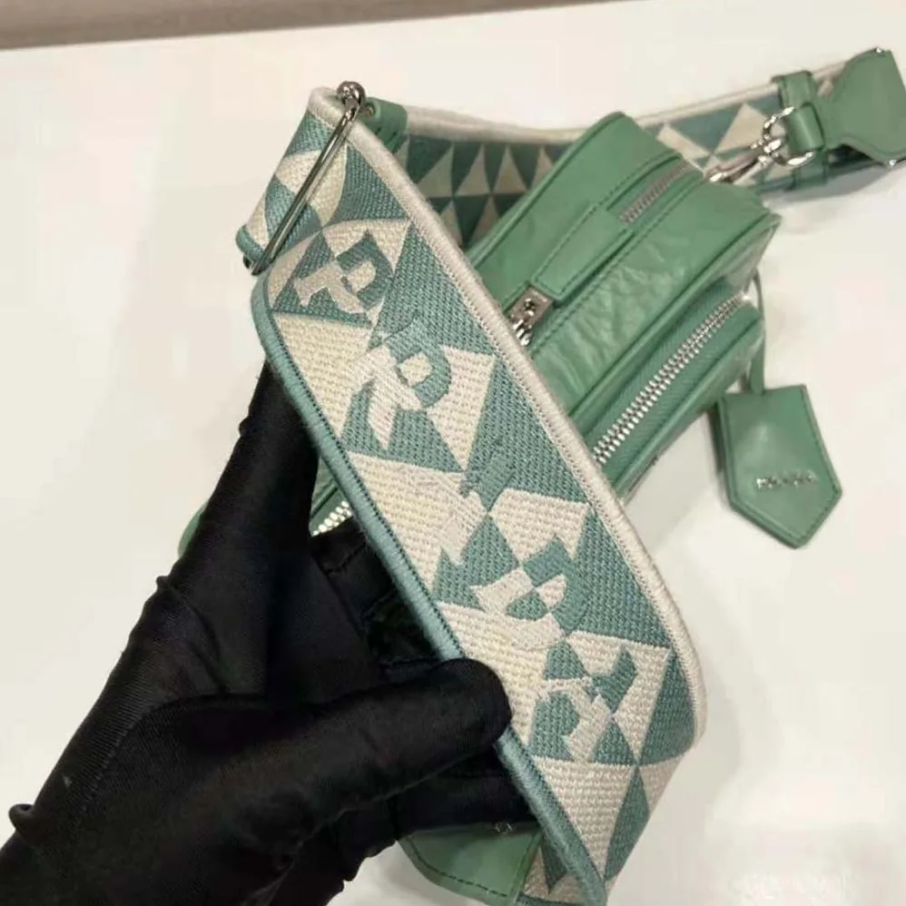 Prada Nappa Antique Leather Multi-Pocket Shoulder Bag for Women in Green Prada Nappa Antique Leather Multi-Pocket Shoulder Bag for Women in Green