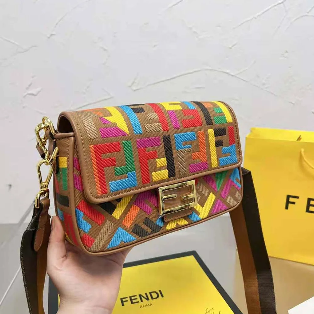 Fendi Baguette Multicolor FF Canvas Bag for Women