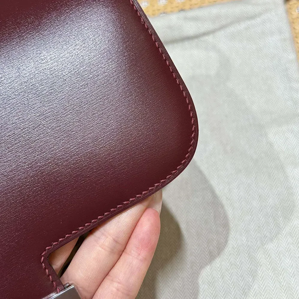 Hermes Constance 24 Bag Box Leather for Women in Maroon/Silver Hermes Constance 24 Bag Box Leather for Women in Maroon/Silver