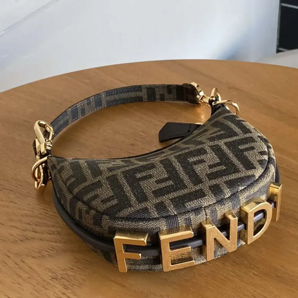 Fendi Nano Fendigraphy Brown Fabric Charm for Women Fendi Nano Fendigraphy Brown Fabric Charm for Women