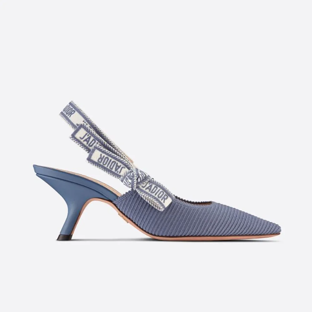 Dior J'Adior Slingback Pump Denim Blue Embroidered Cotton for Women Dior J'Adior Slingback Pump Denim Blue Embroidered Cotton for Women