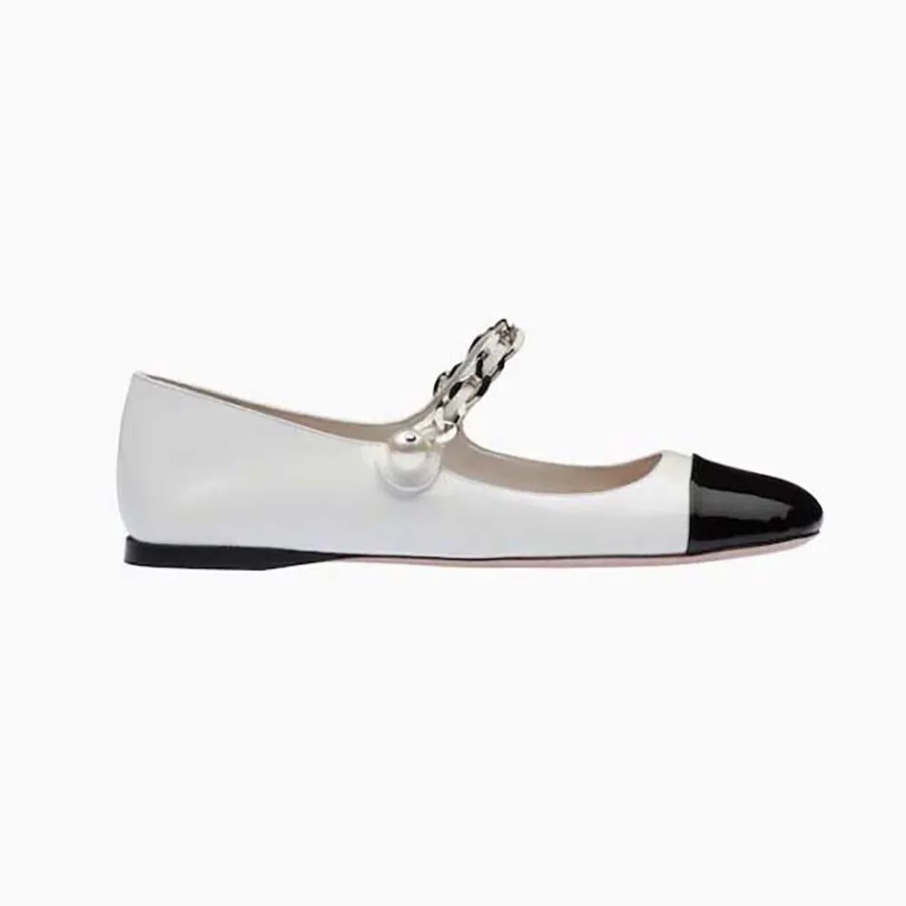 Miu Miu Patent Leather Ballerinas for Women in White Miu Miu Patent Leather Ballerinas for Women in White