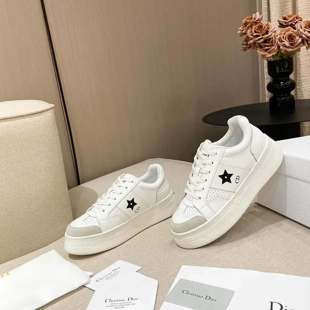 Dior Dior Star Platform Sneaker White Calfskin and Suede for Women