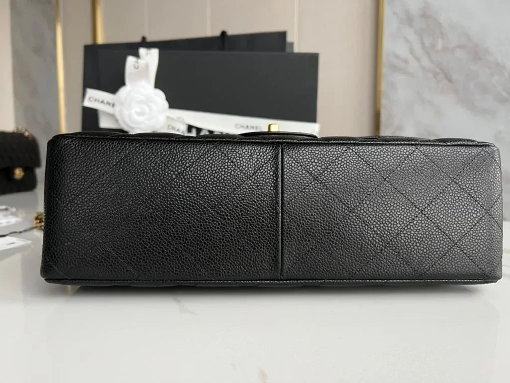 Chanel Classic Double Flap Bag Large Crossbody in Black Gold Hardware