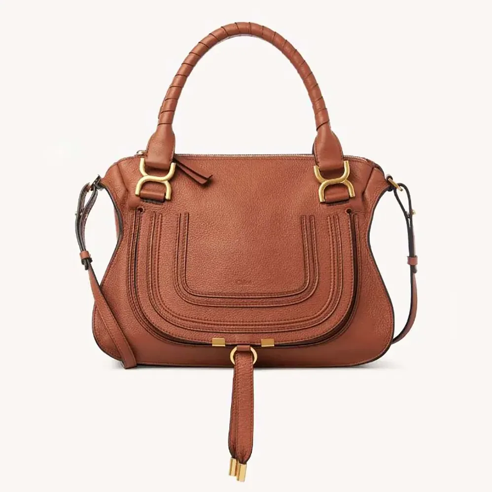 Chloe Marcie Bag in Grained Leather for Women in Tan