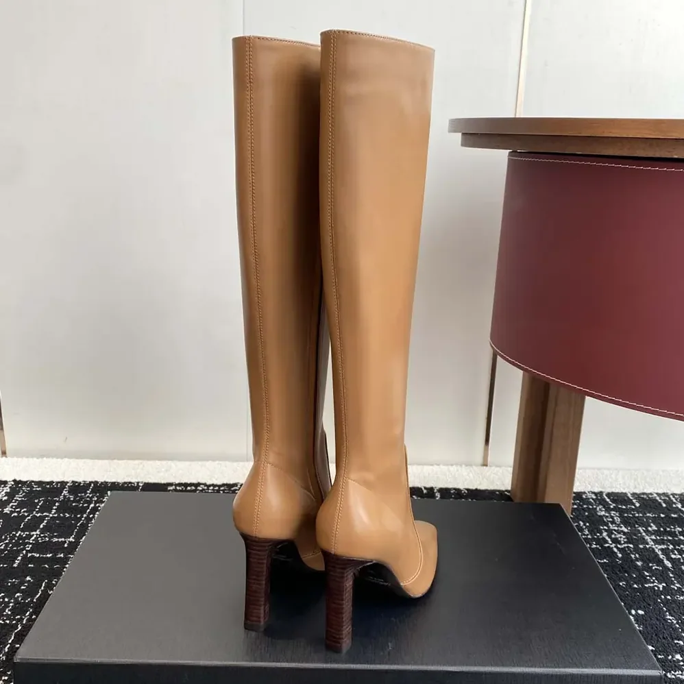 Saint Laurent YSL Francoise Boots In Smooth Leather for Women in Brown