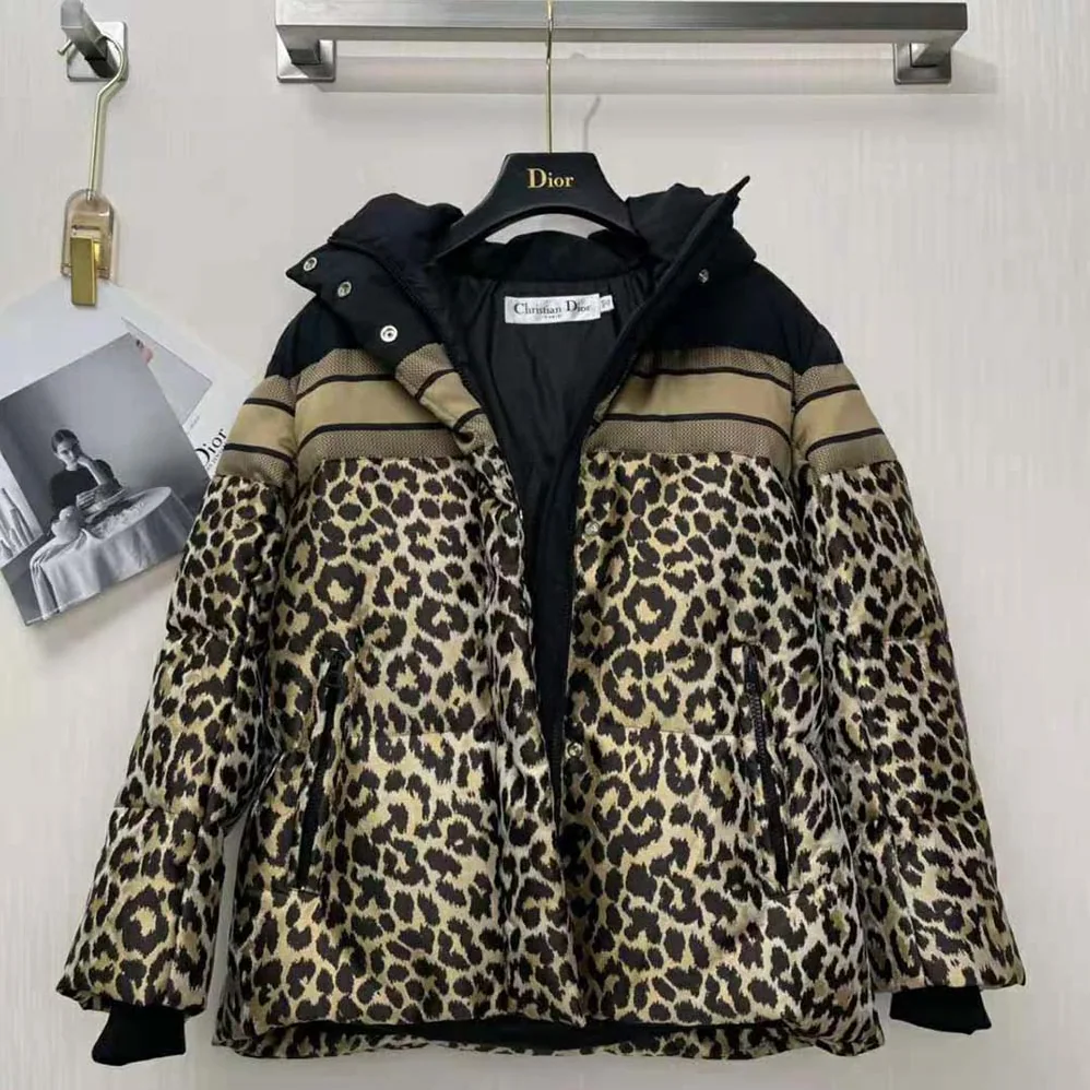 Dior Dioralps Hooded Down Jacket Beige Multicolor Mizza Quilted Technical Fabric for Women