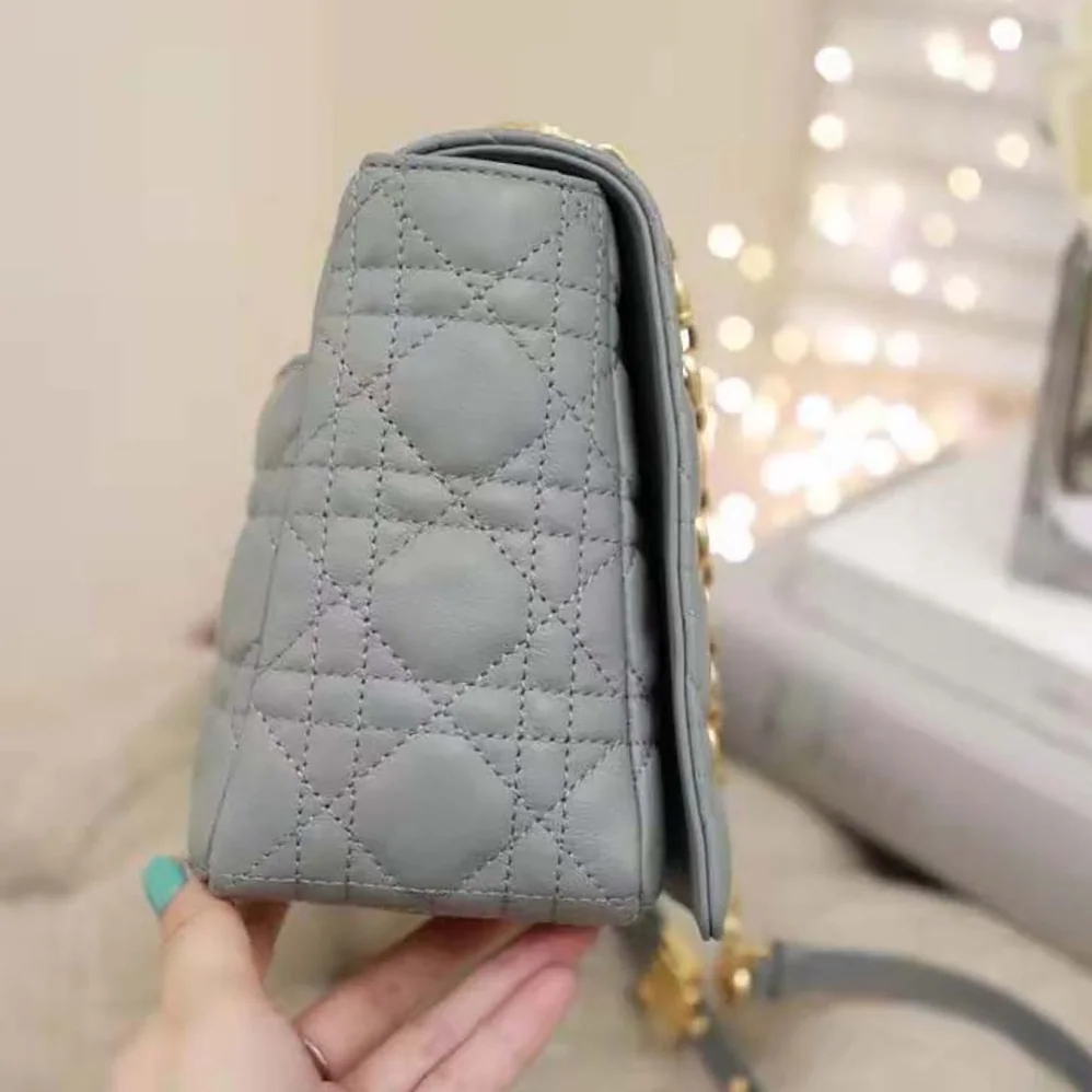 Dior Large Dior Caro Bag Supple Cannage Calfskin for Women in Silver