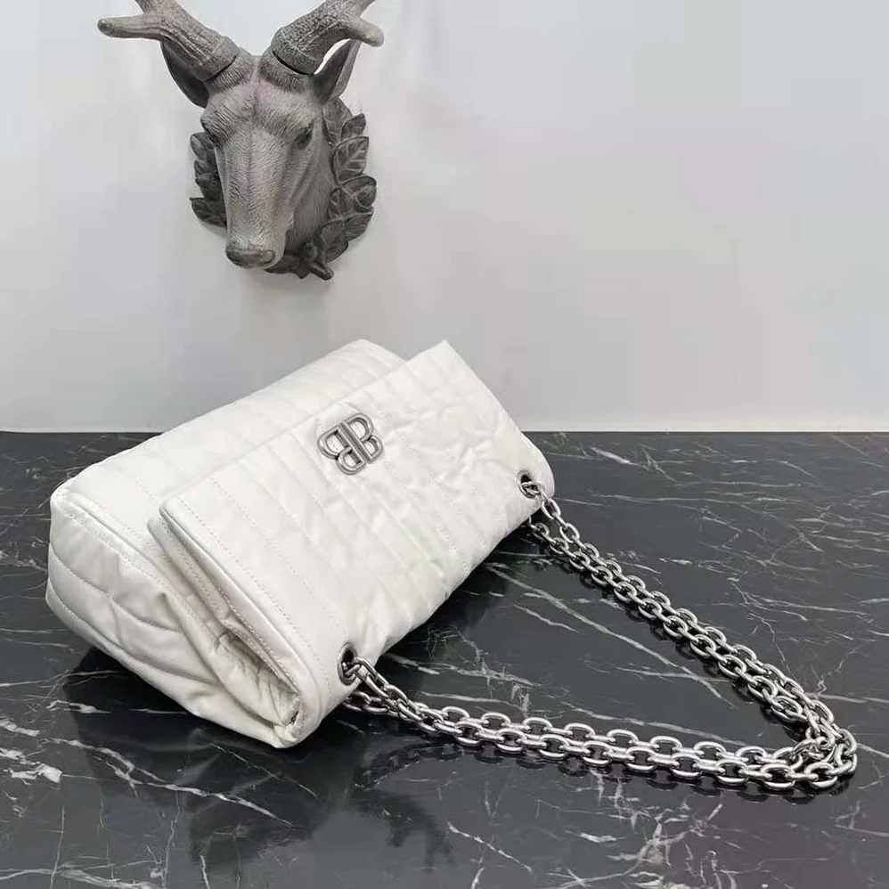 Balenciaga Monaco Medium Chain Bag Quilted in off White for Women