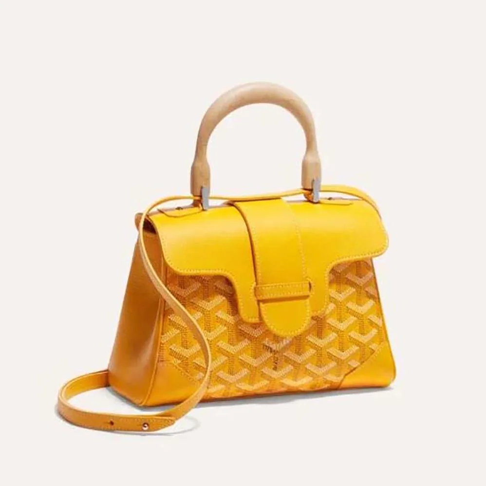 Goyard Sac Saïgon Souple Mini in Toile Goyardine & Chevroches Calfskin for Women in Yellow Goyard Sac Saïgon Souple Mini in Toile Goyardine & Chevroches Calfskin for Women in Yellow