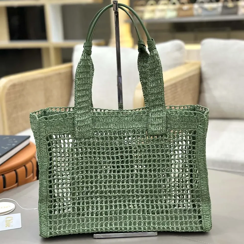 Chloe Summer Banana East-west Tote Bag in Raffia & Buffalo Leather for Women Chloe Summer Banana East-west Tote Bag in Raffia & Buffalo Leather for Women