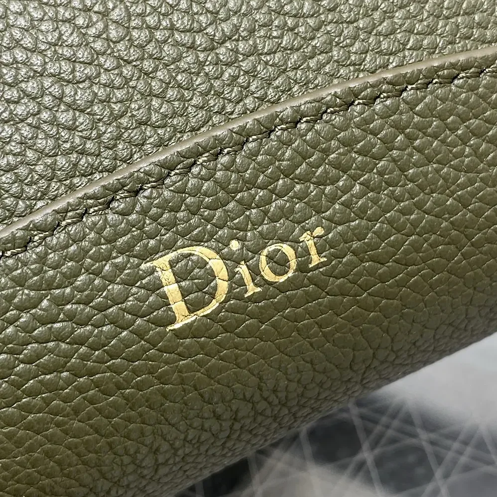 Dior Medium Dior Médaillon Bucket Bag Khaki Grained Calfskin for Women