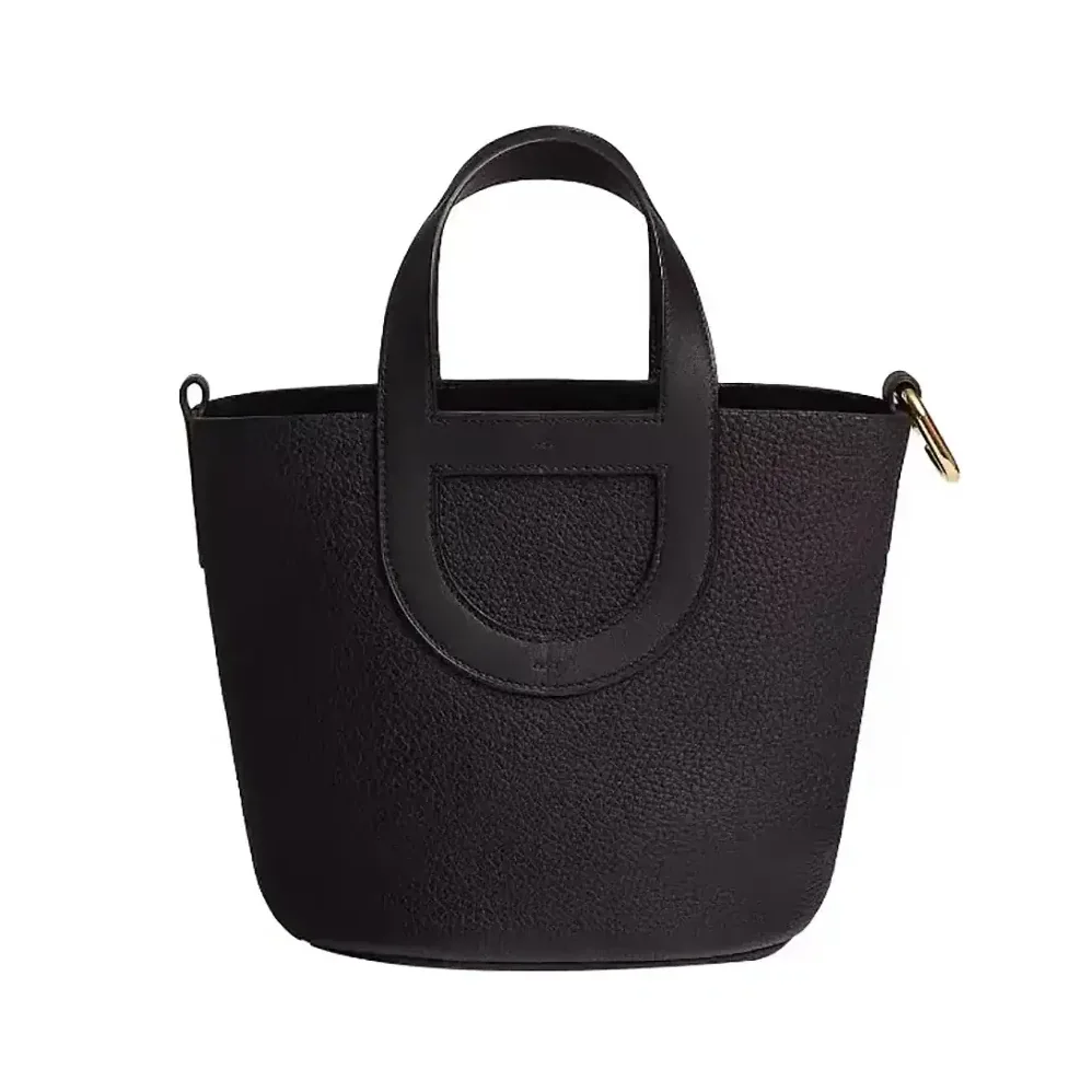 Hermes In the Loop 18 Handbag Clemence Leather for Women in Black/Gold