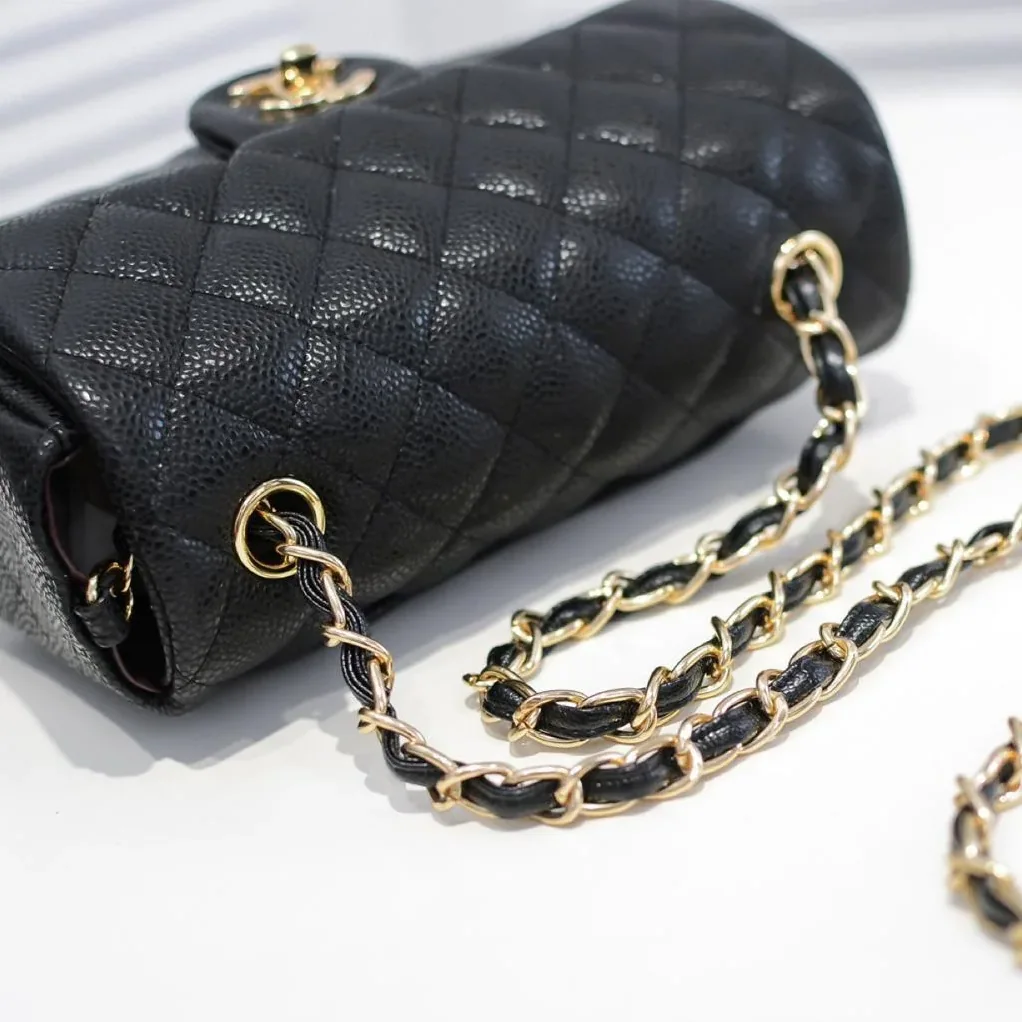 Chanel Classic Mini Crossbody Bag in Black Gold Hardware