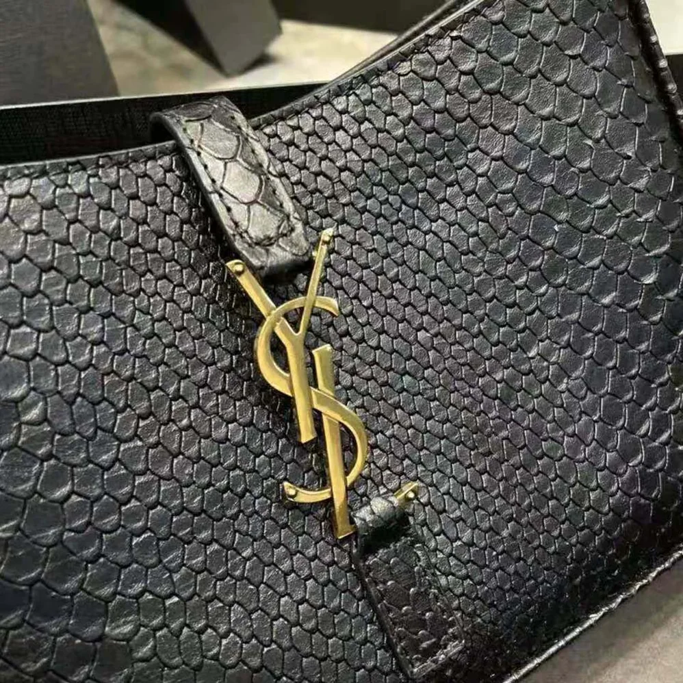 Saint Laurent YSL LE 5 A 7 Hobo Bag in Matte Python for Women in Black Saint Laurent YSL LE 5 A 7 Hobo Bag in Matte Python for Women in Black