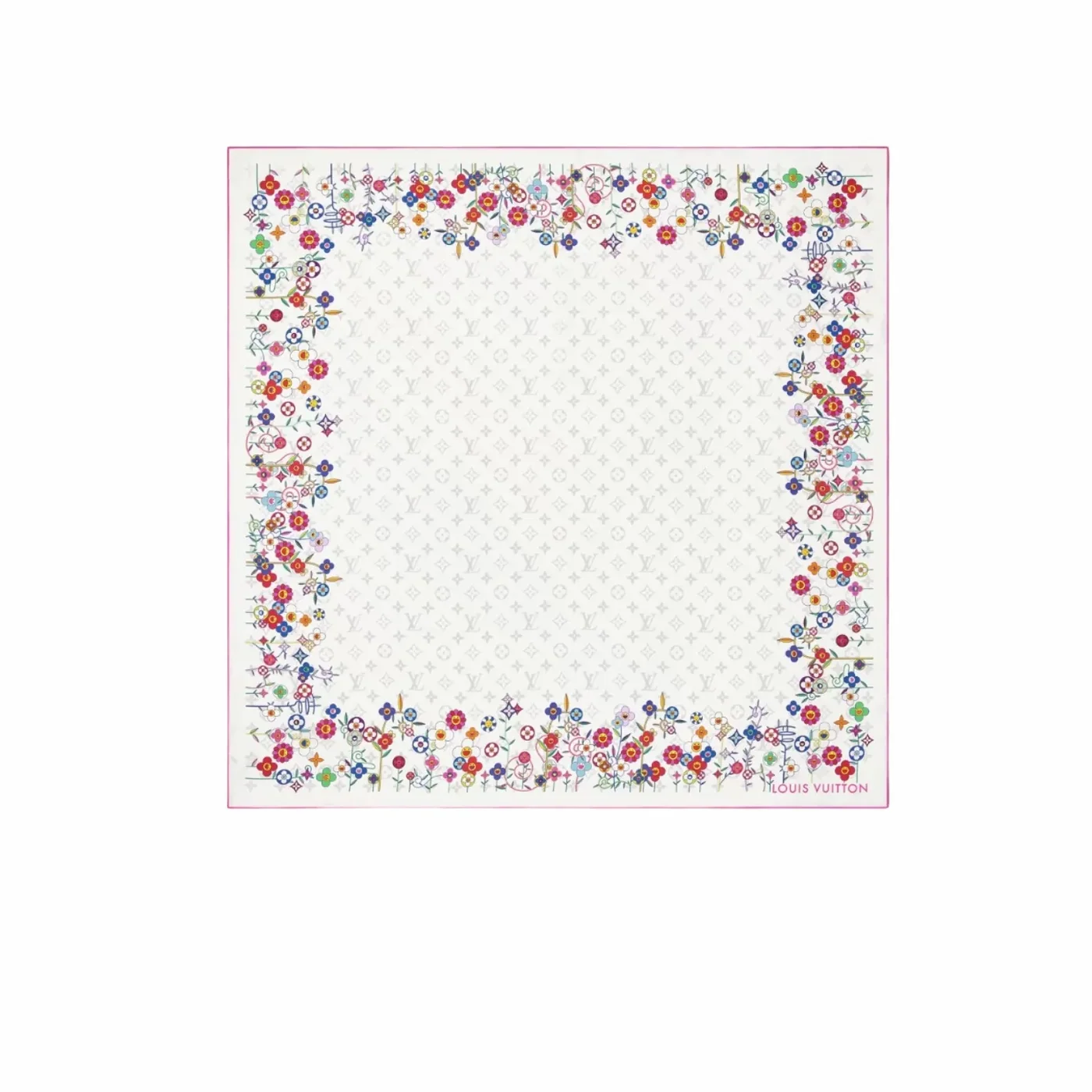 Louis Vuitton LV x TM Monogram Superflat Flowers Square 90 Scarf White