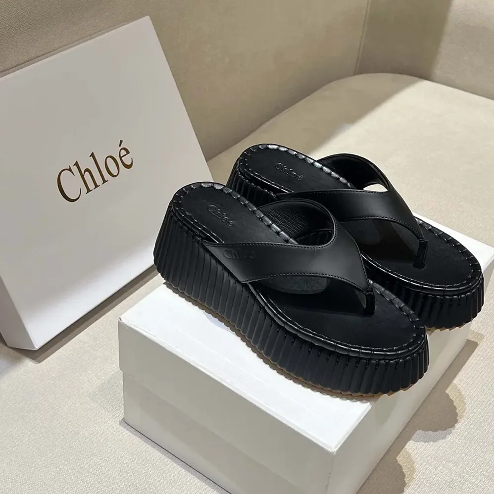 Chloe Nama Wedge Slide for Women in Black