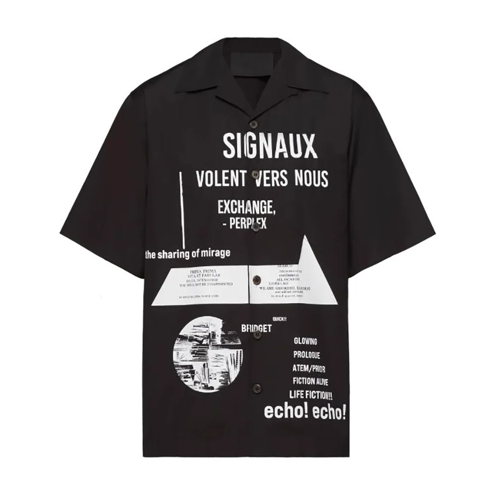 Prada Short-sleeve Cotton Shirt for Women in Black Prada Short-sleeve Cotton Shirt for Women in Black