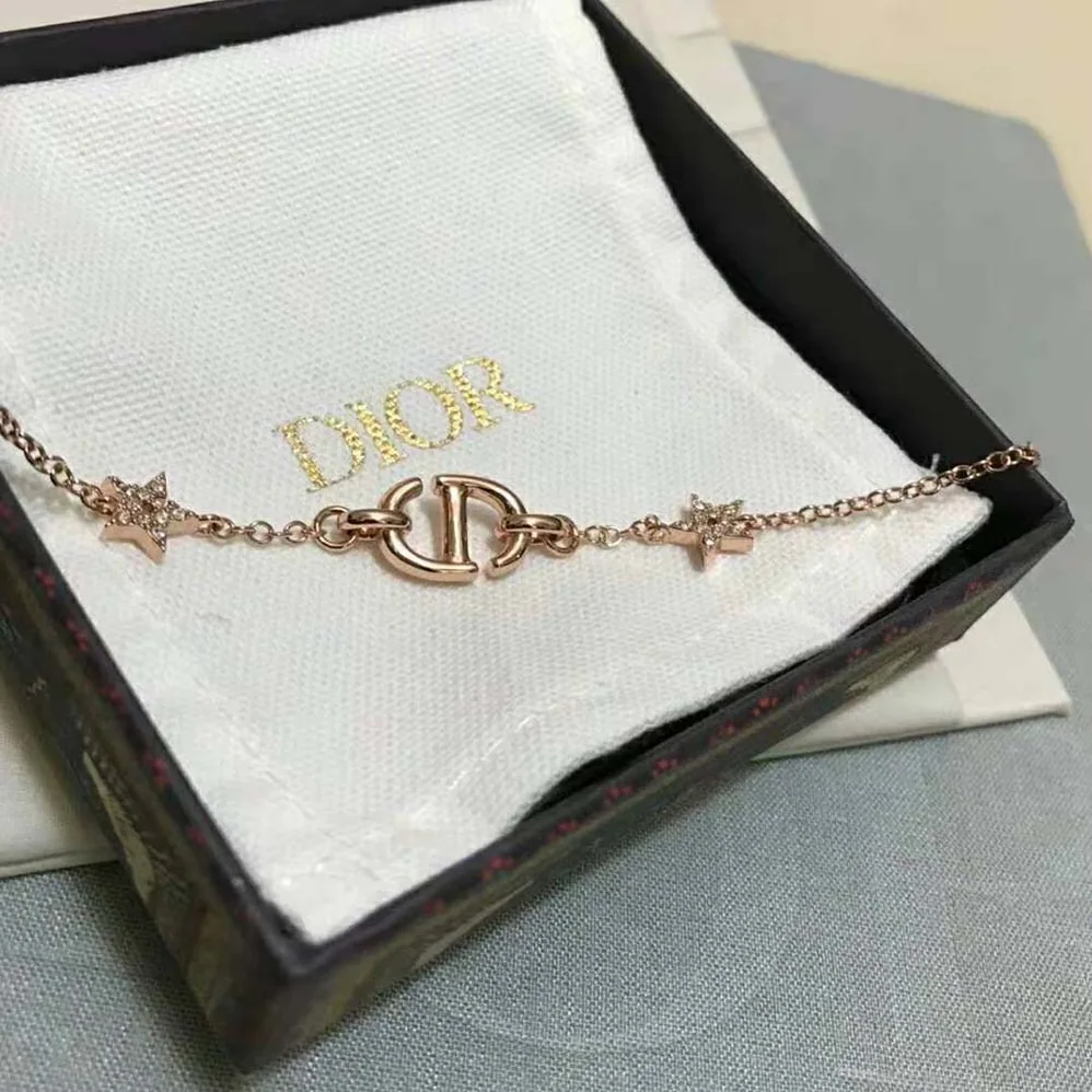 Dior CD Navy Bracelet Rose Gold-Finish Metal and White Crystals for Women