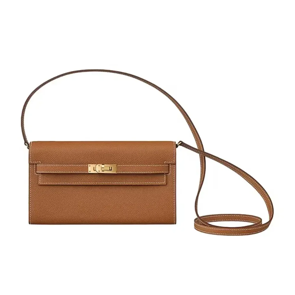 Hermes Kelly To Go in Epsom Leather for Women in Brown/Gold Hermes Kelly To Go in Epsom Leather for Women in Brown/Gold